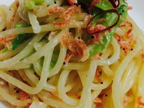パスタ革命?!春キャベツと小エビのペペロンチーノ